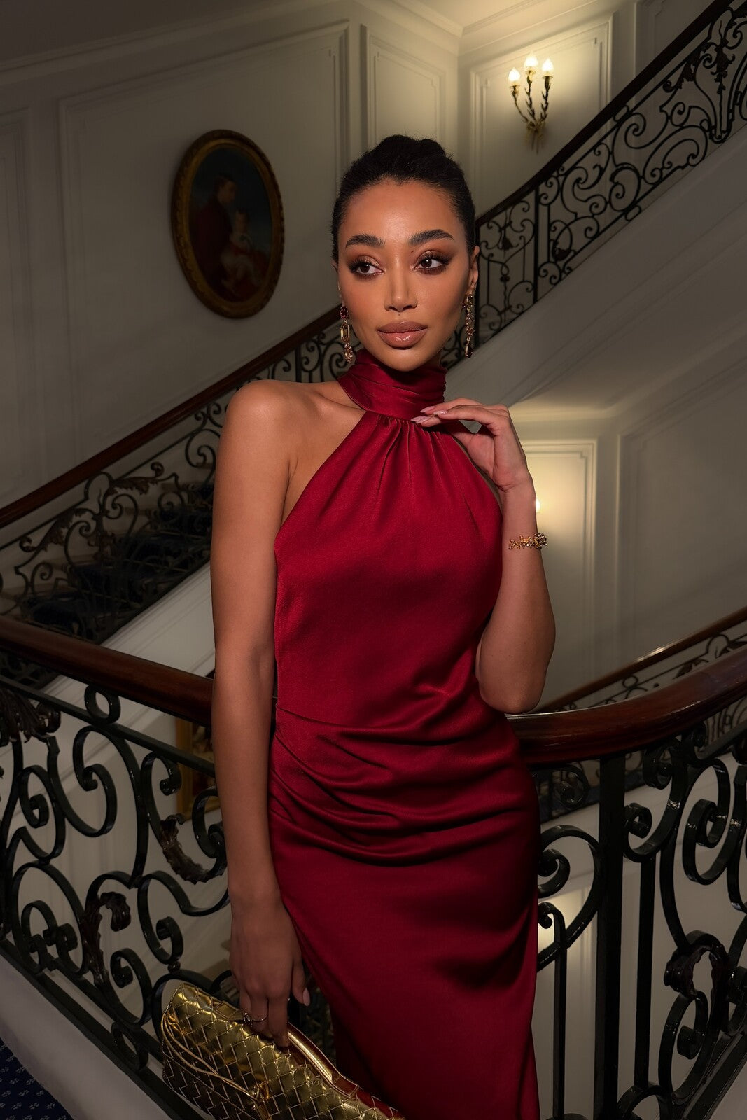 AURORA BORDEAUX DRESS