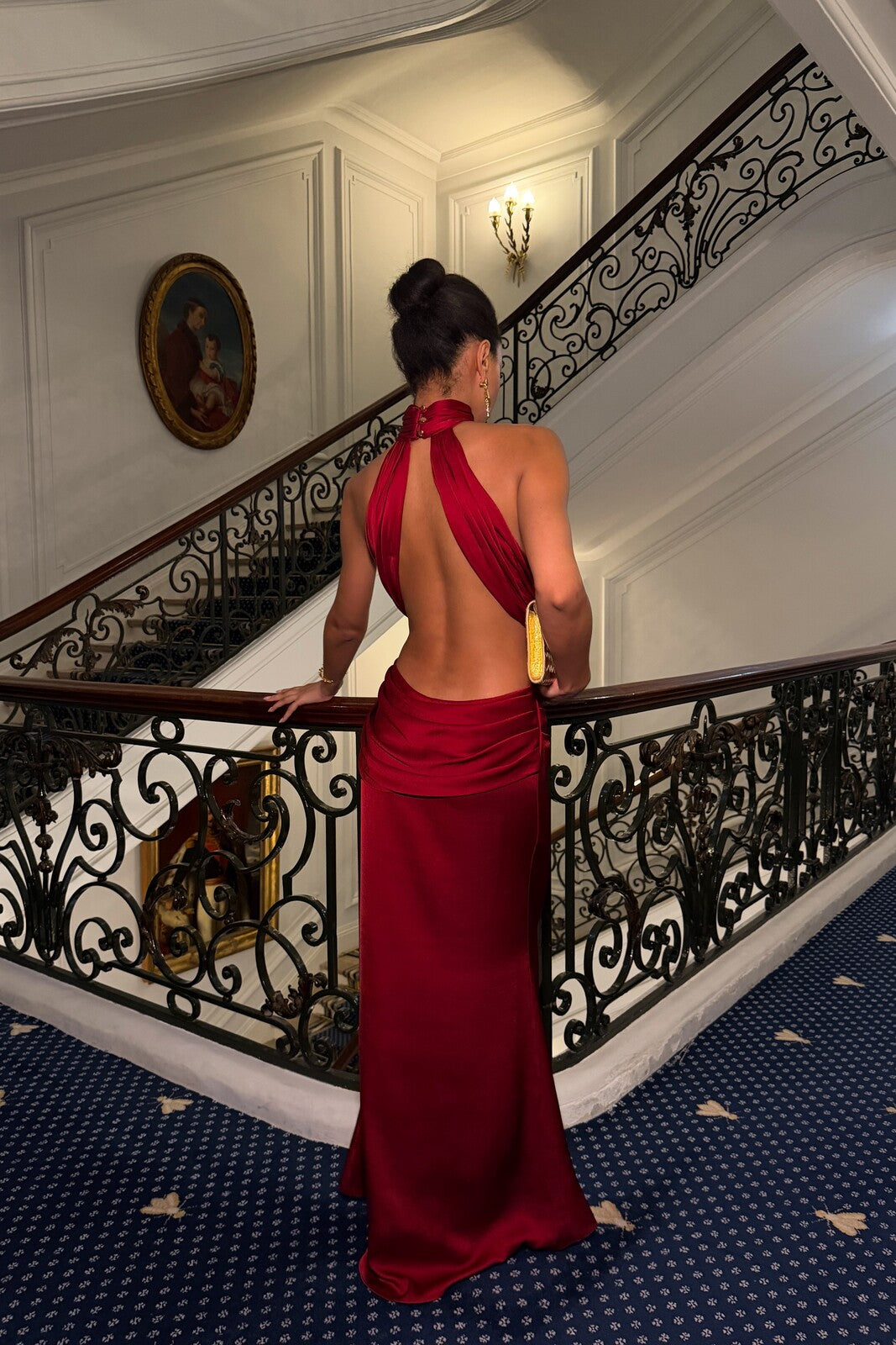 AURORA BORDEAUX DRESS