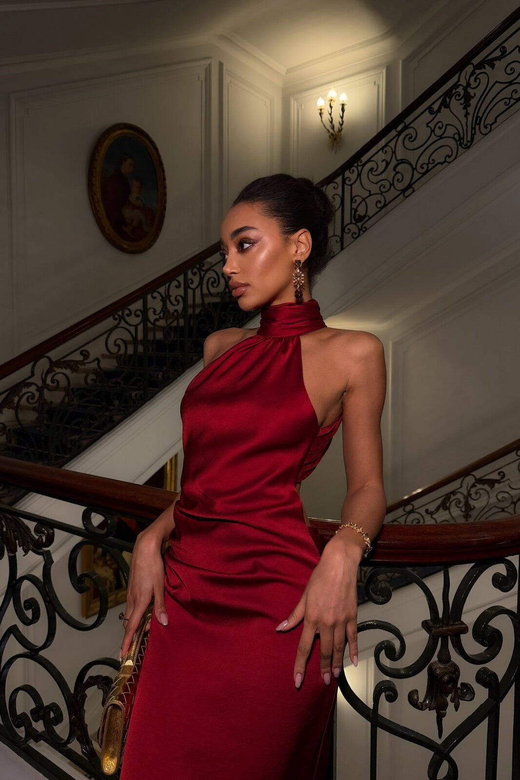 AURORA BORDEAUX DRESS