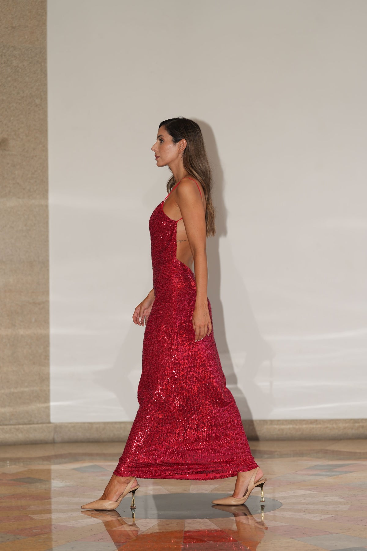 VESTITO ROSSO IN PAILLETTES