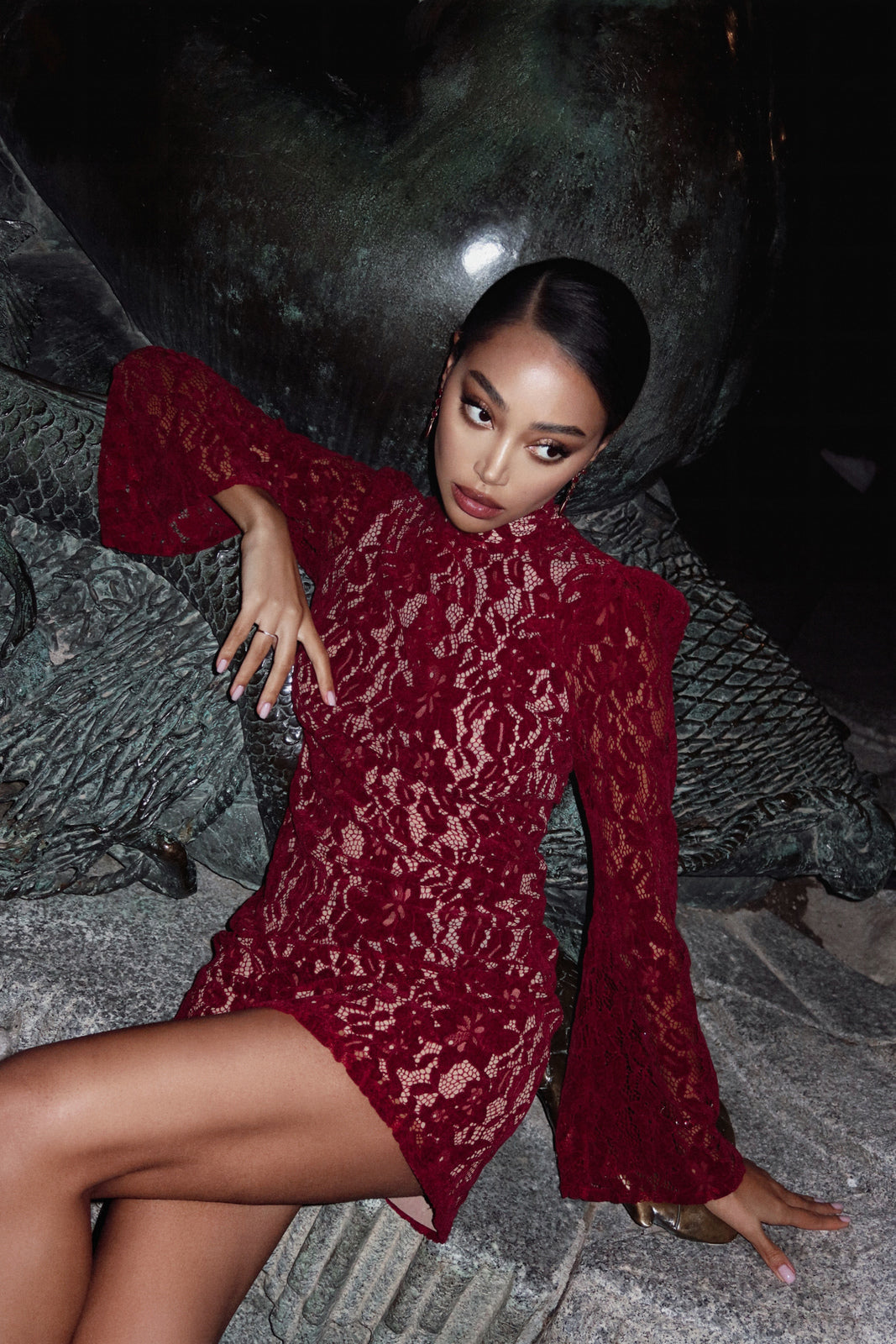 bordeaux short dress SHORT BORDEAUX LACE DRESS