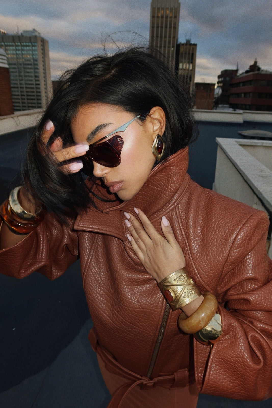 CASACO BIKER TERRACOTA