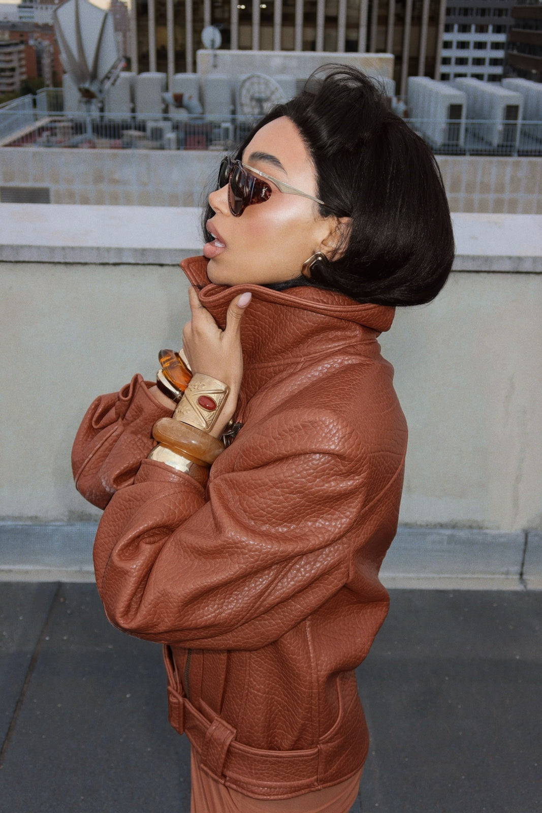 CASACO BIKER TERRACOTA