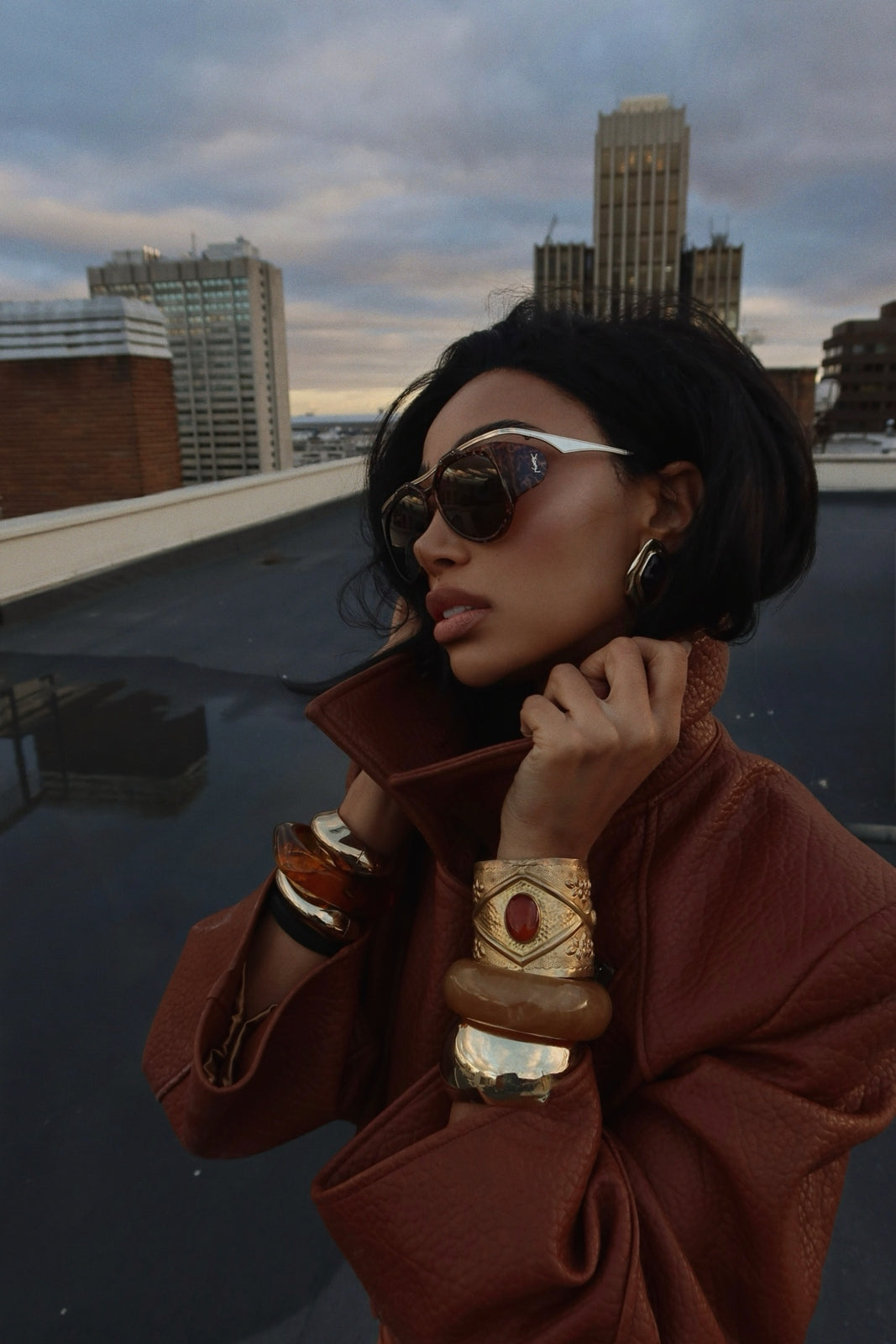 CASACO BIKER TERRACOTA