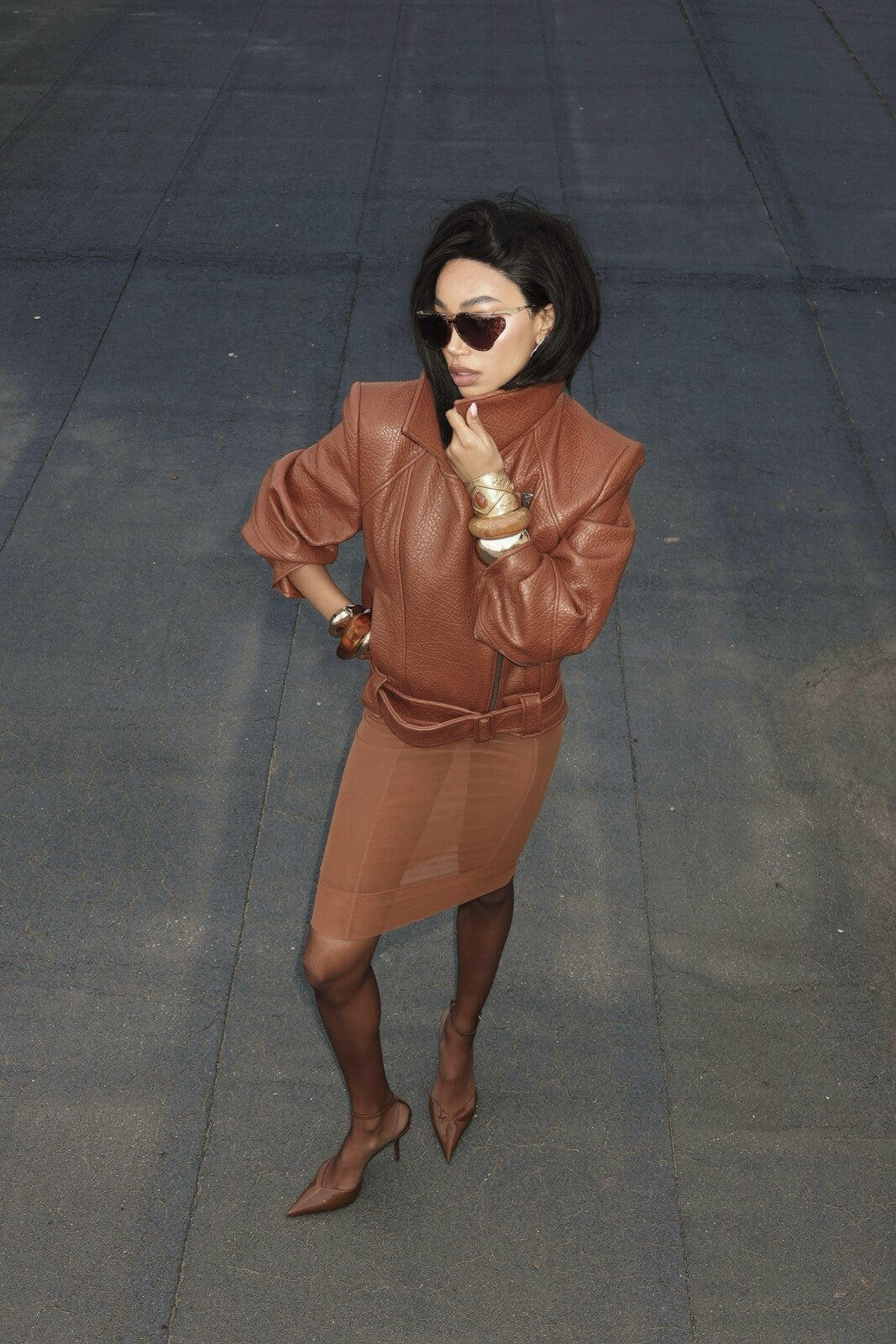 CASACO BIKER TERRACOTA