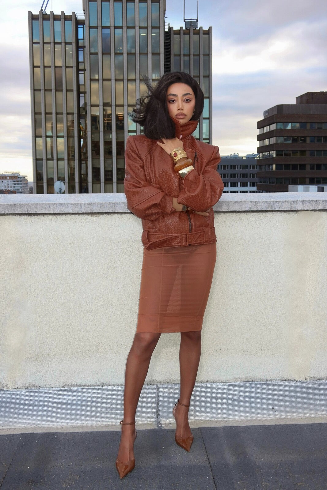 CASACO BIKER TERRACOTA