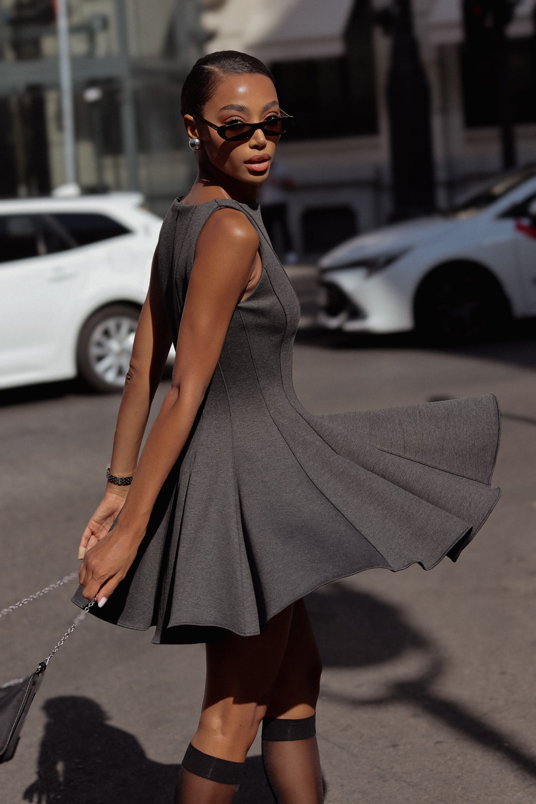 VESTITO CORTO GRIGIO