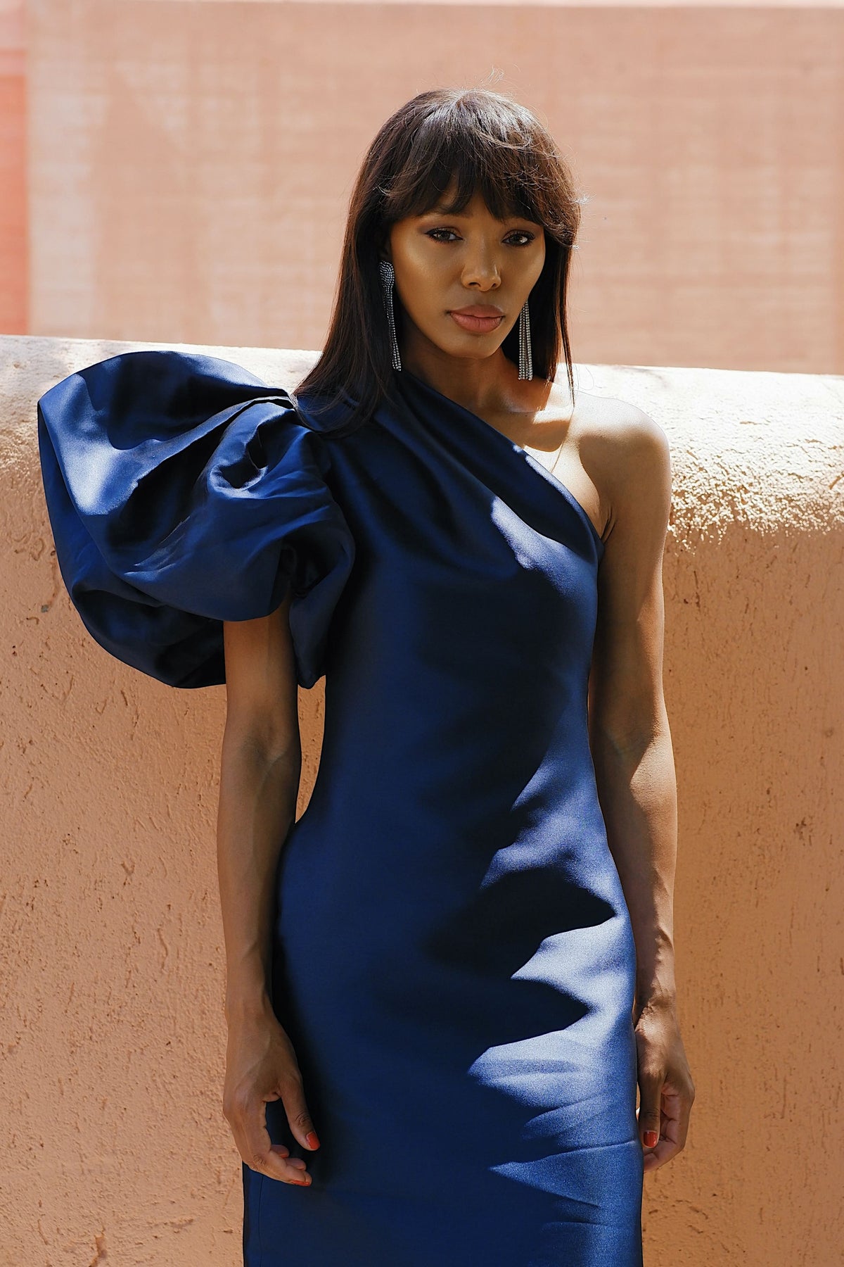 NAVY BLUE ASYMMETRICAL DRESS