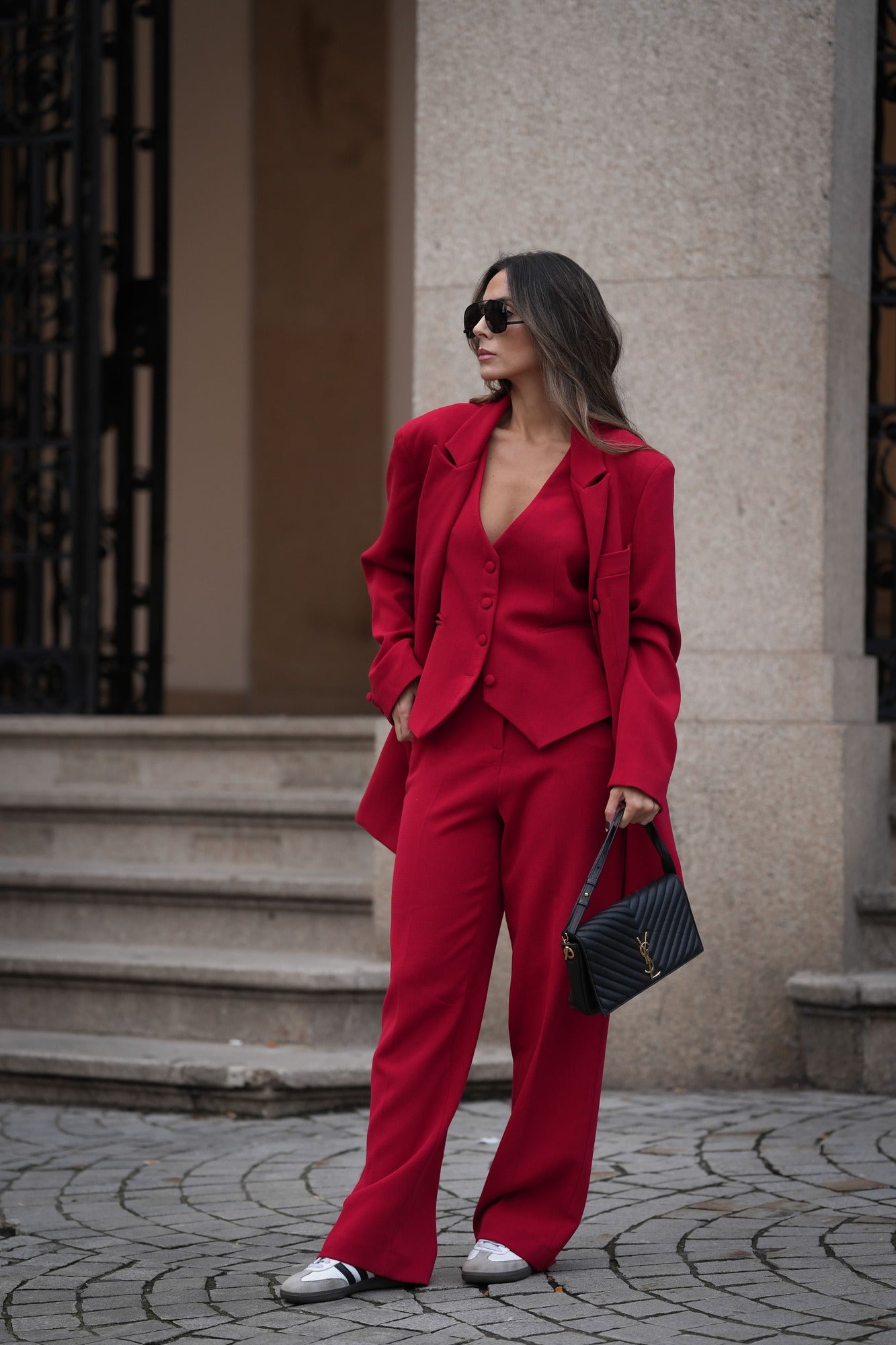 red dress pant outfit TWIN STYLE SERIES: RED PANTS , One pair, two vibes and you know we had to do it our way!, Classic meets Trendy with these bold red trousers because yes, theyre fun, and YES, theyre way more