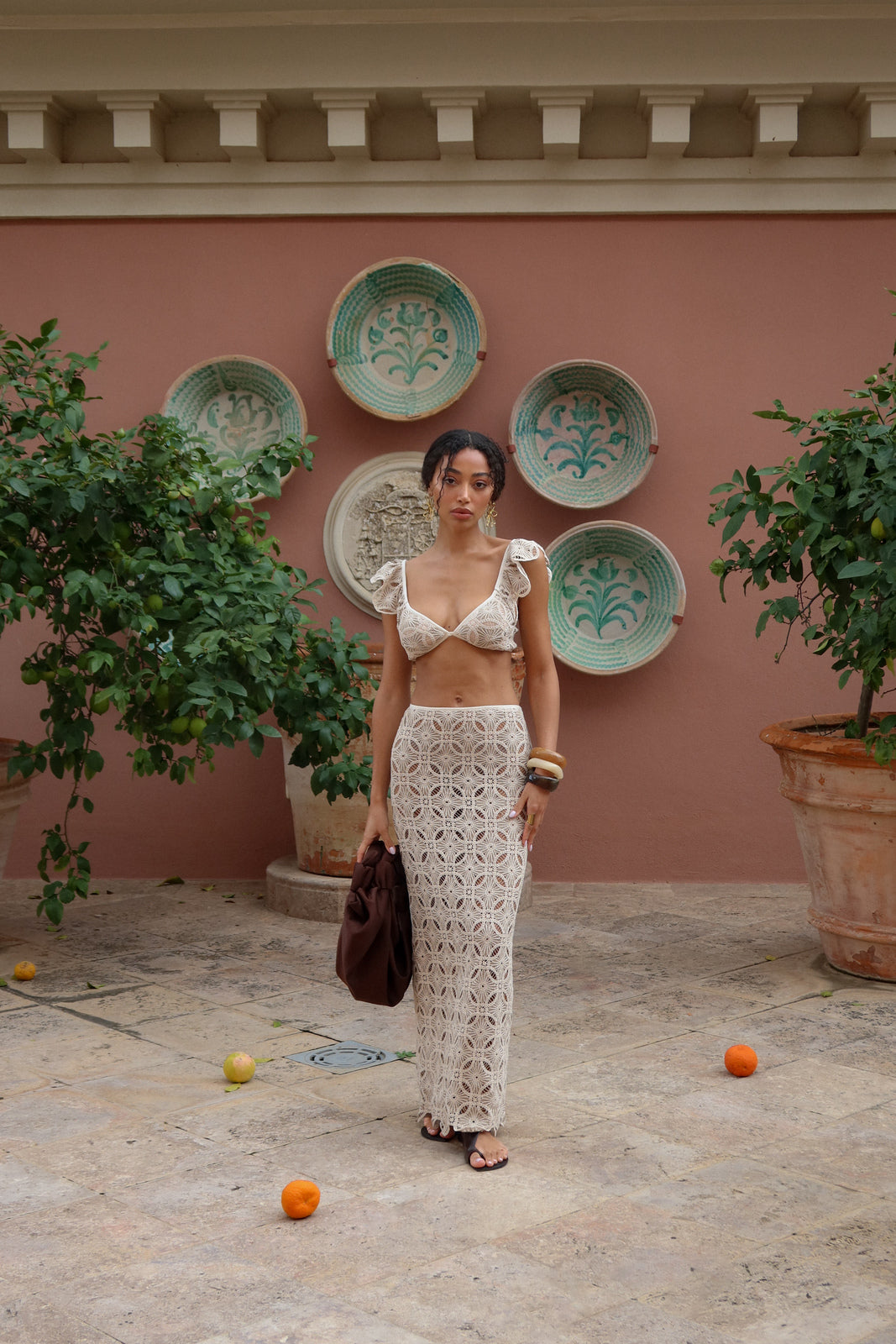 TOP TRICOT FLORES BEIGE