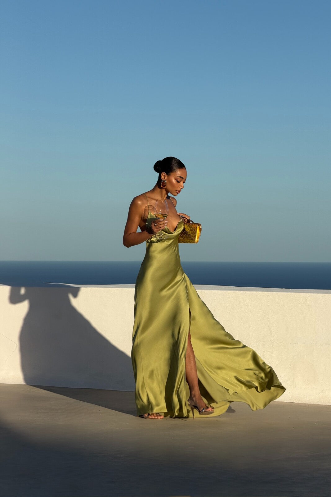LONG OLIVE GREEN DRESS