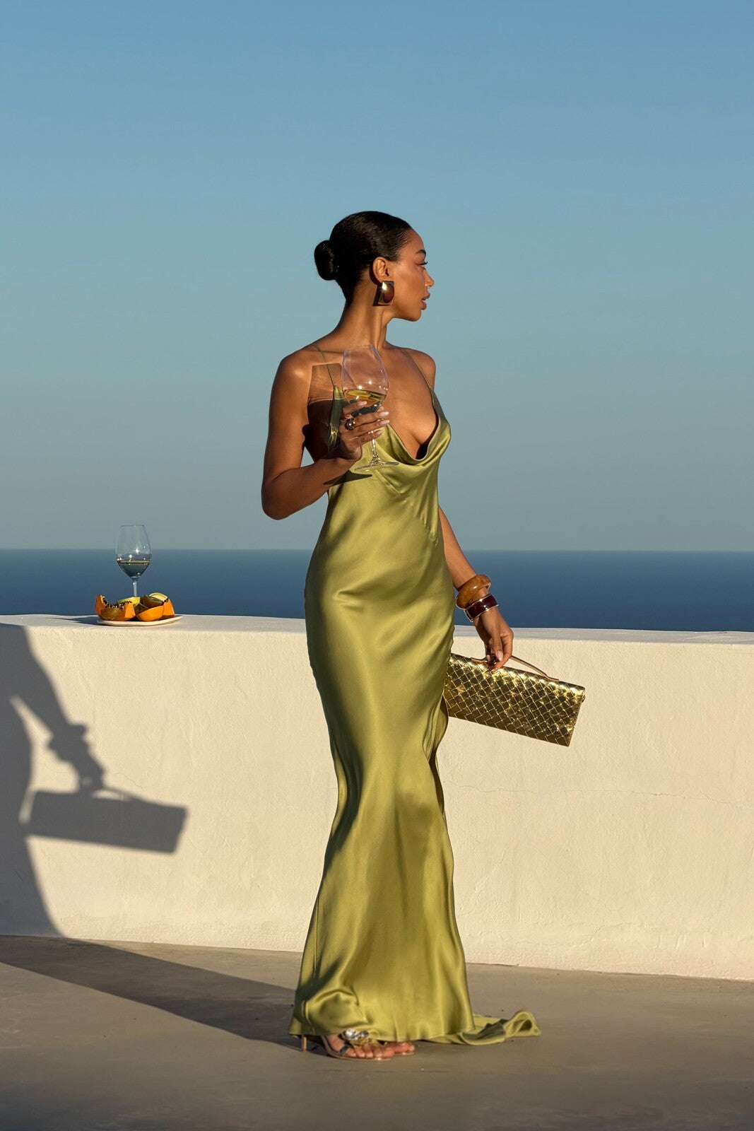 LONG OLIVE GREEN DRESS