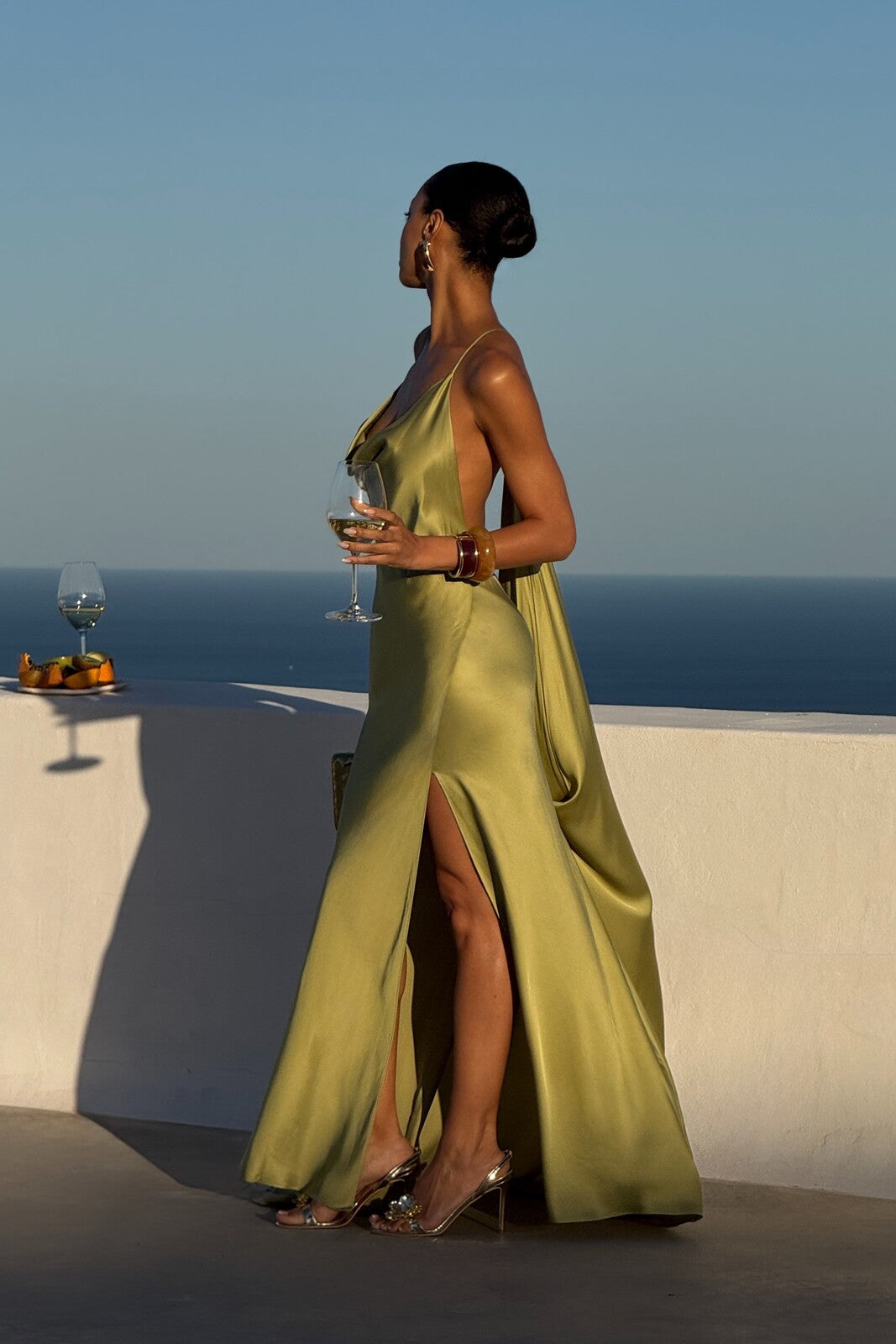 LONG OLIVE GREEN DRESS