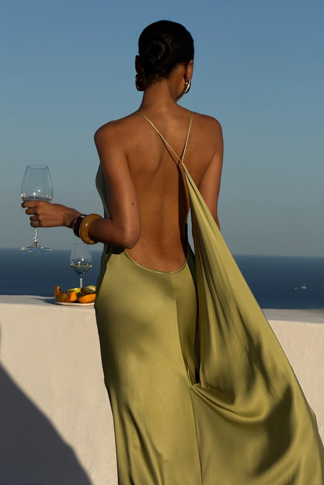 LONG OLIVE GREEN DRESS