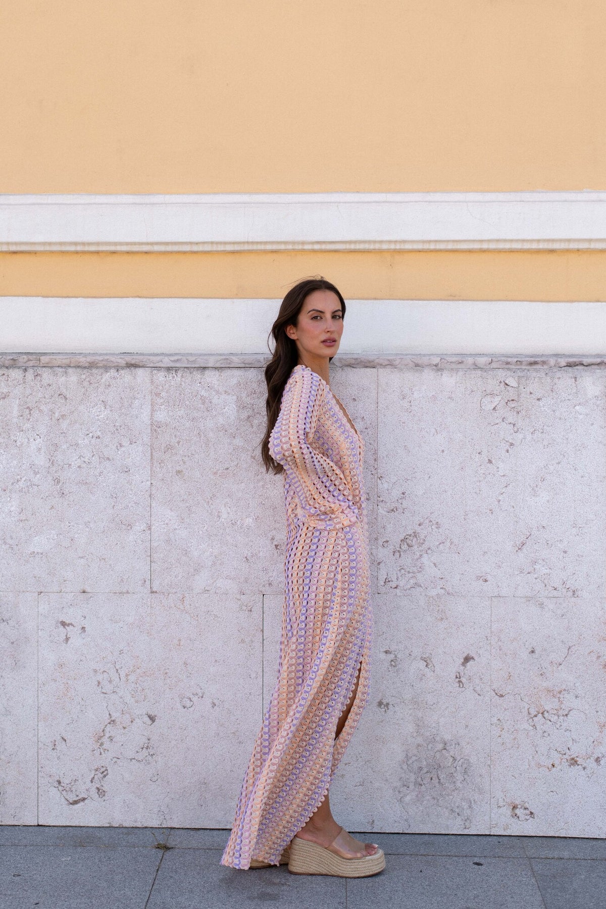 MULTICOLOR TRICOT DRESS LAVENDER