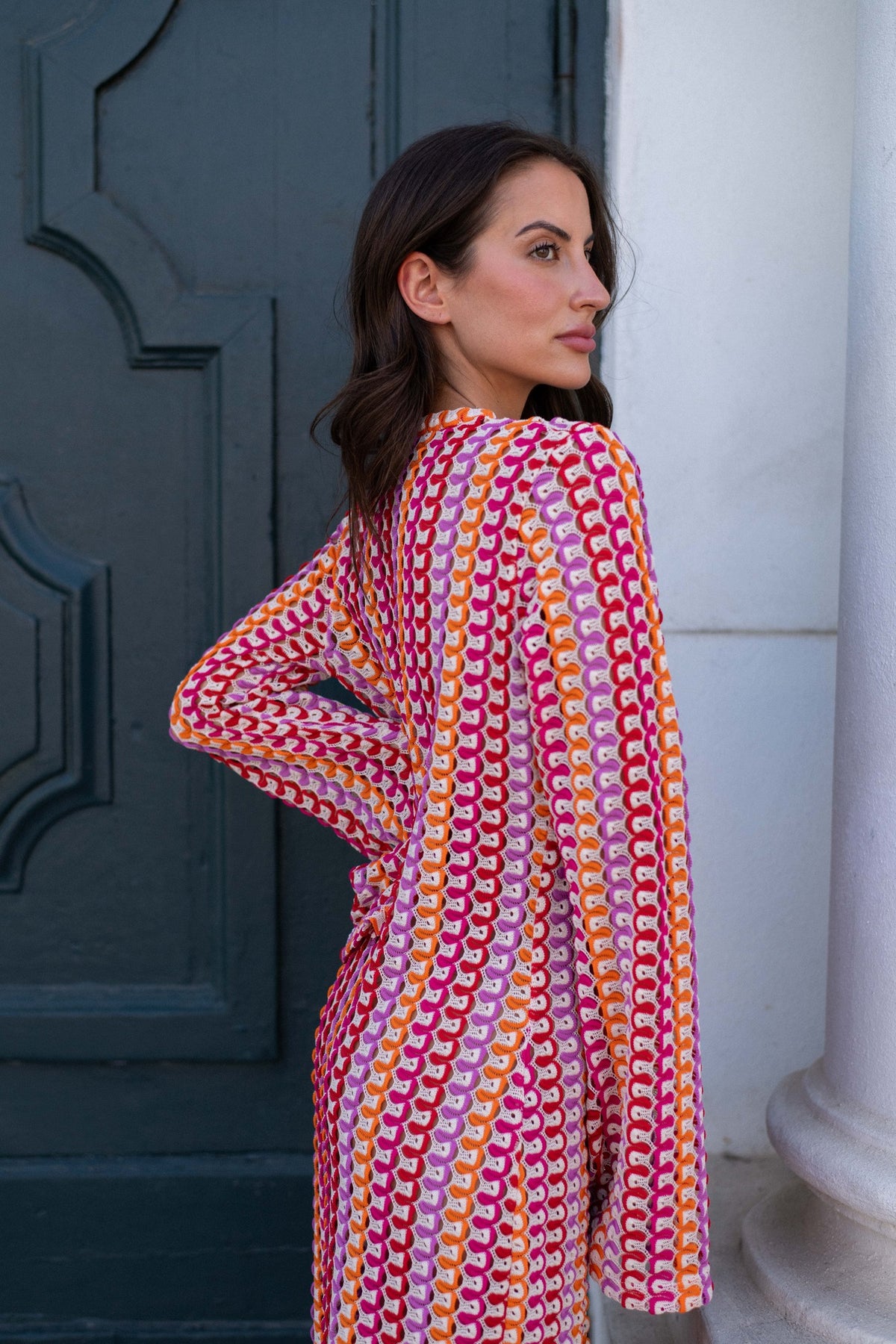 PINK MULTICOLOR TRICOT DRESS