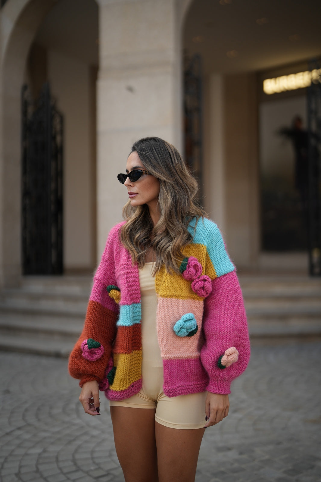 CAPPOTTO IN LANA MULTICOLORE CON FIORI - KAOÂ