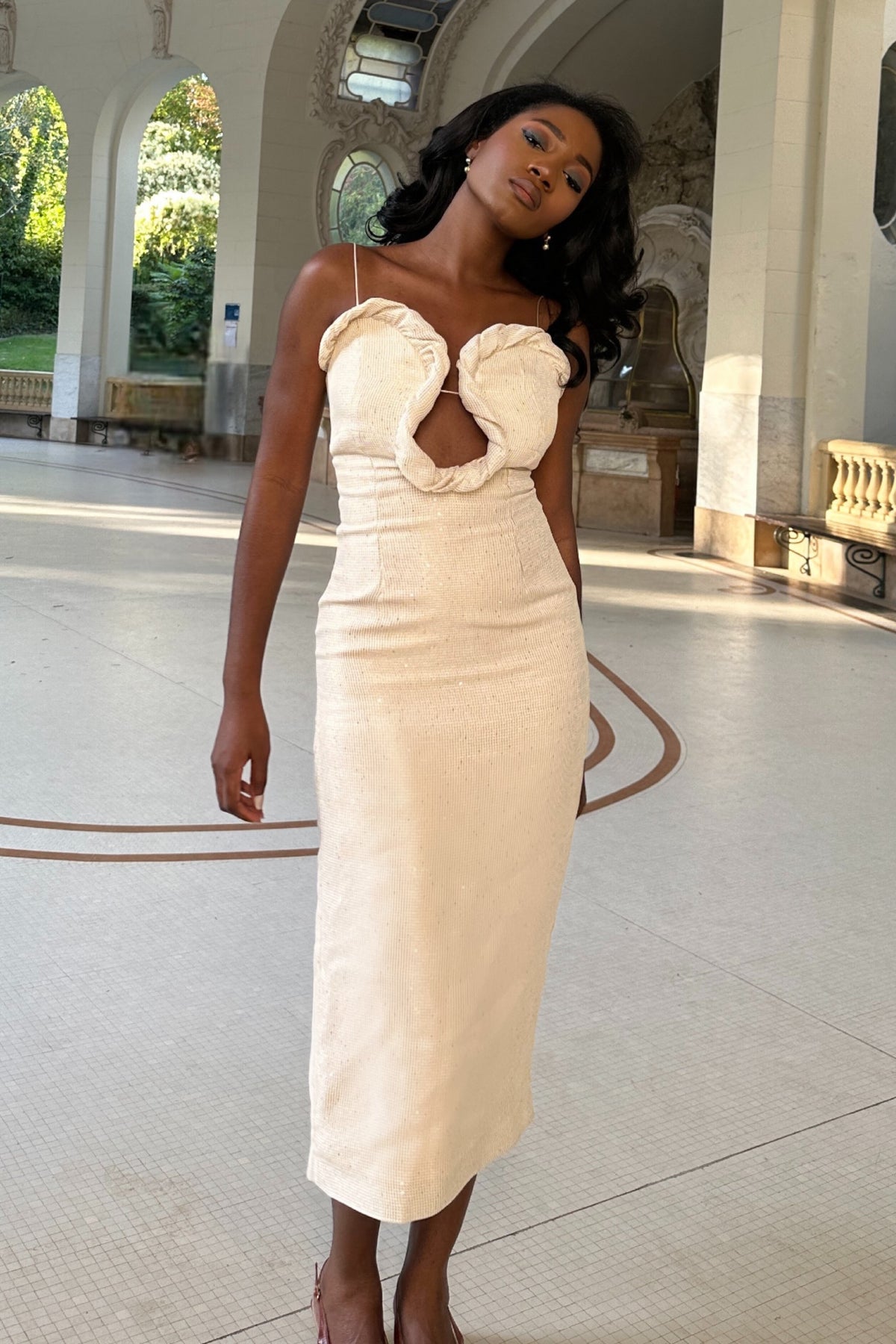 GOLD LONG DRESS WITH STRAPS