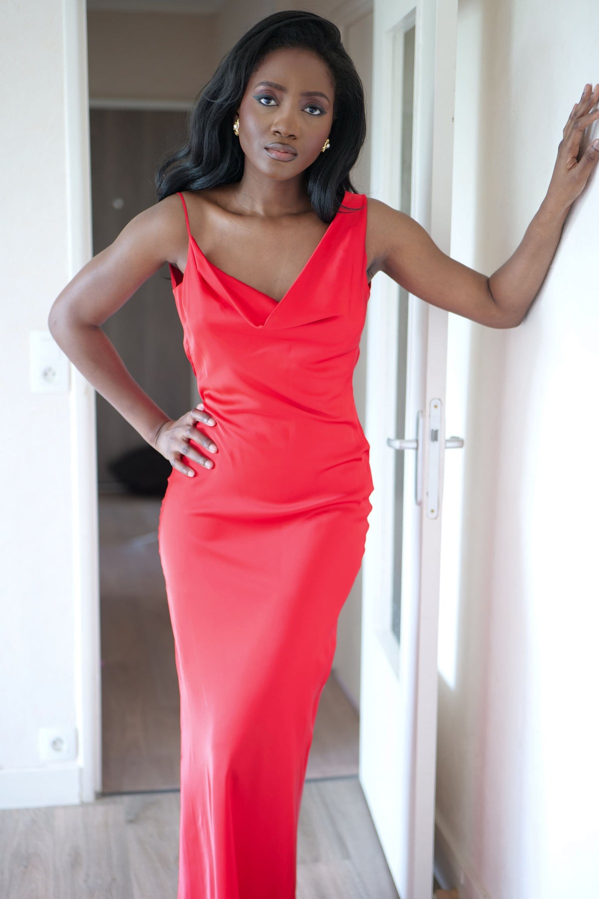 VESTIDO VERMELHO FLUIDO COMPRIDO