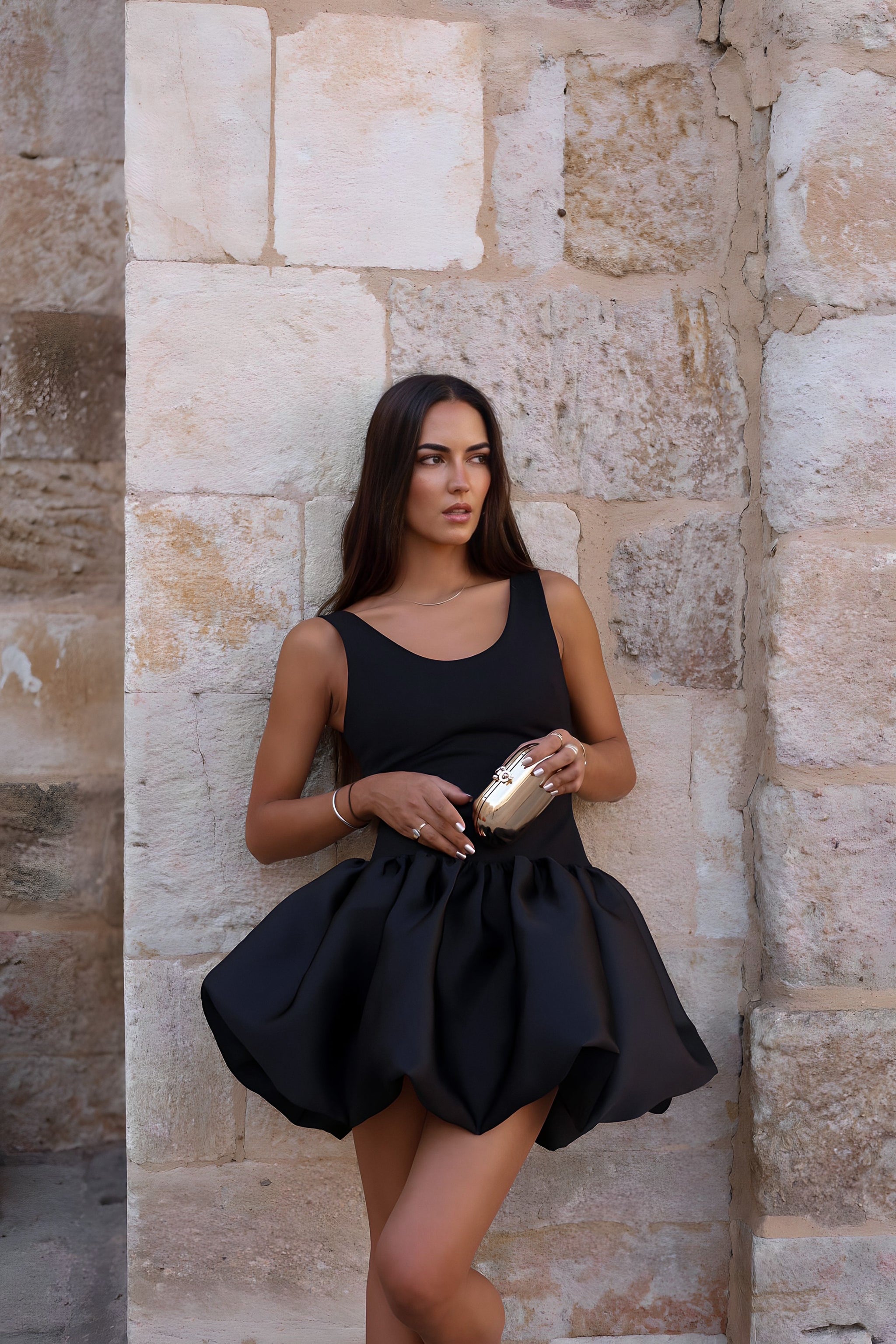short dress with flared skirt Short White Strap Dress with Flared Skirt