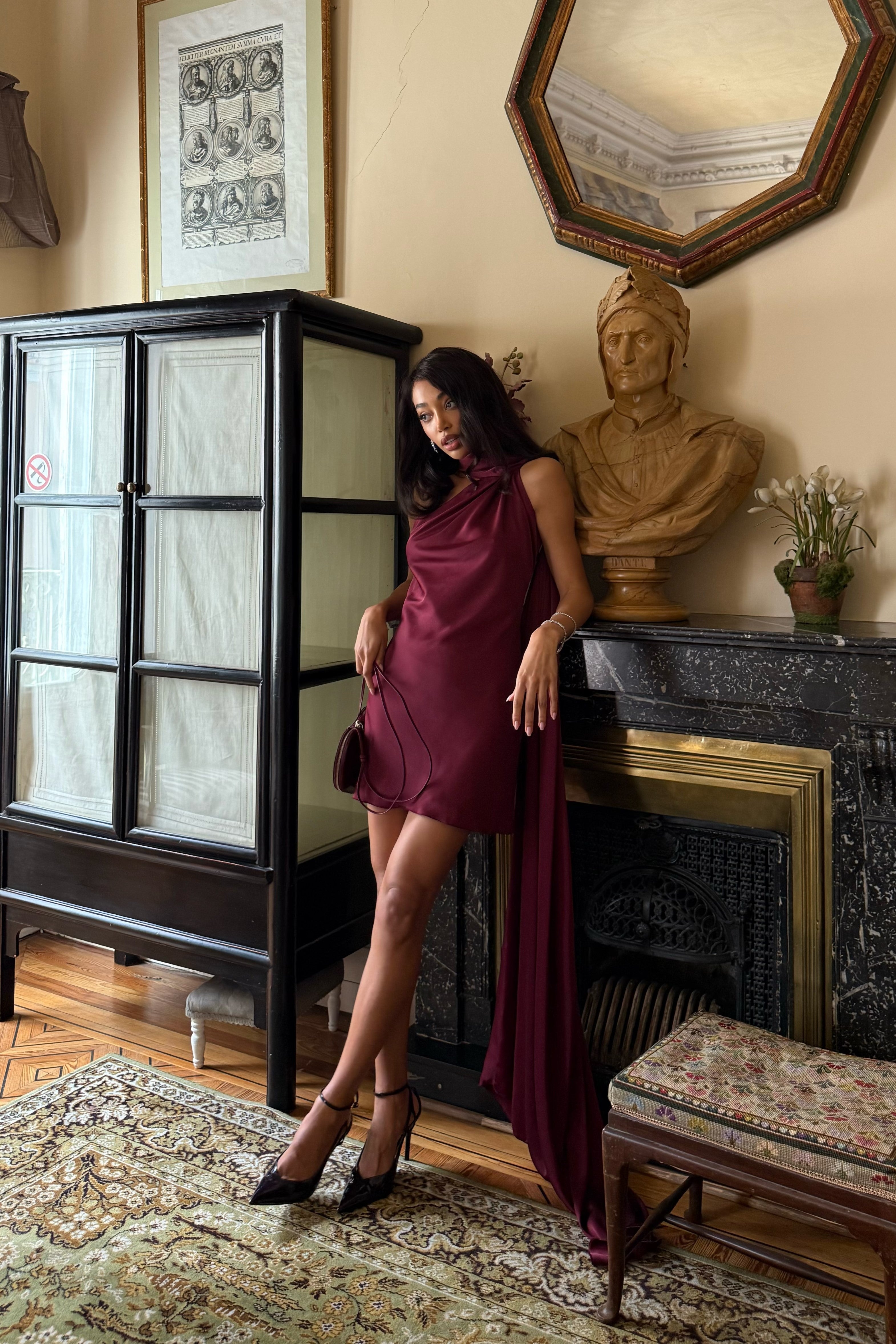 bordeaux short dress Ruffled Bordeaux Mini Dress