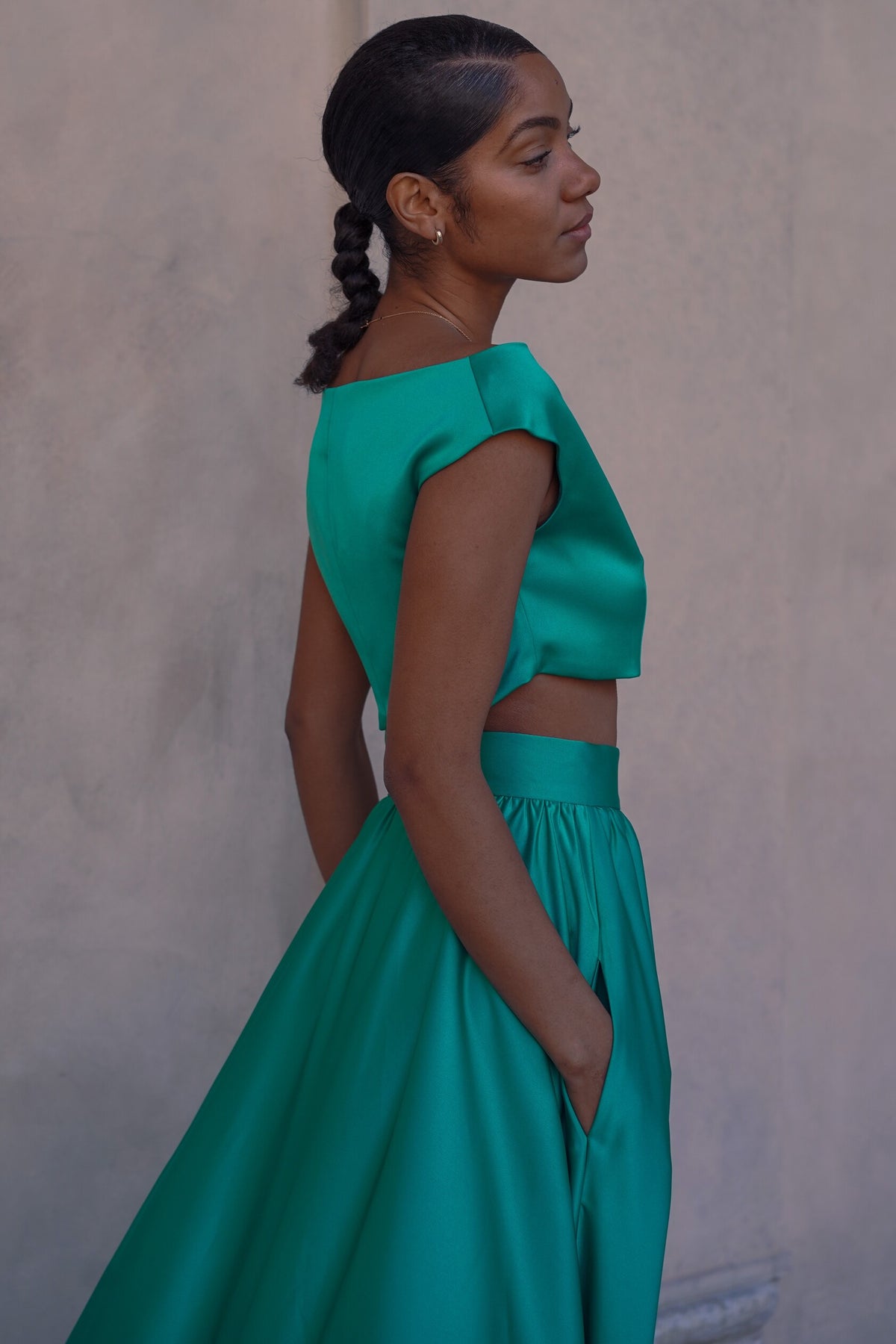 LIGHT GREEN CREPE CROP TOP