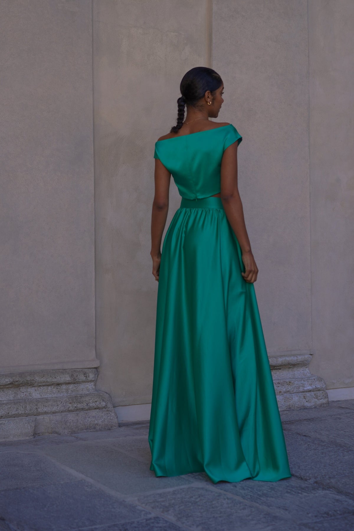 LIGHT GREEN CREPE CROP TOP