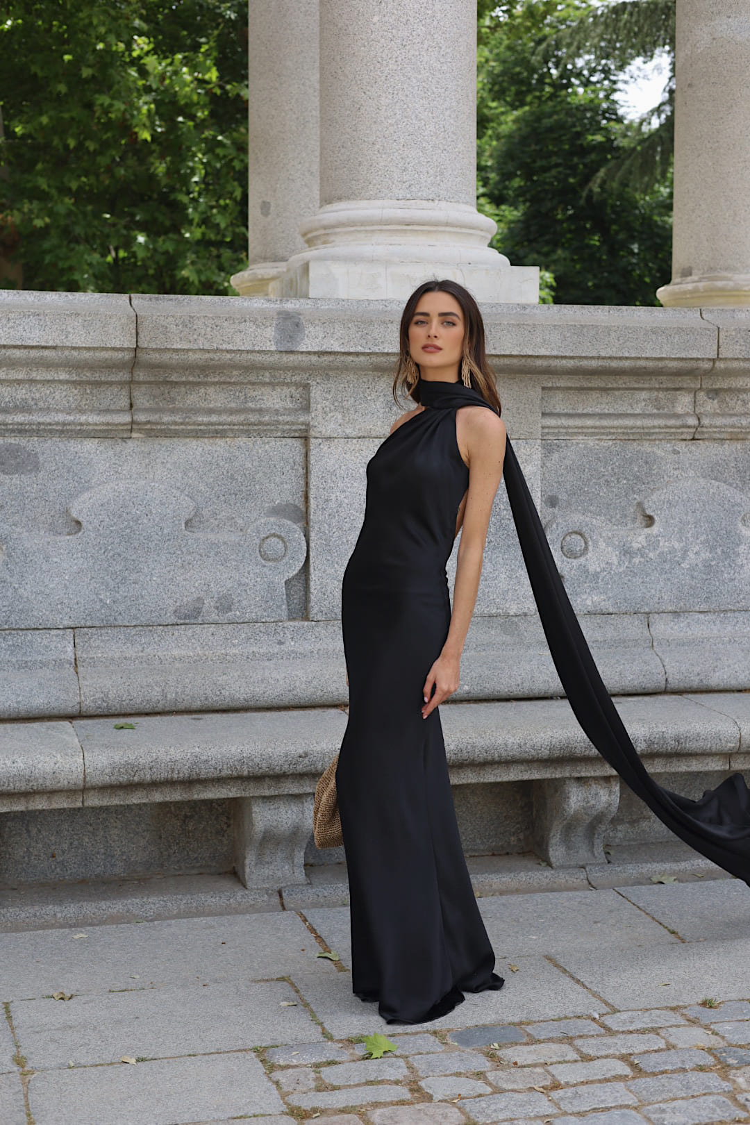 Long Black Dress with Cape