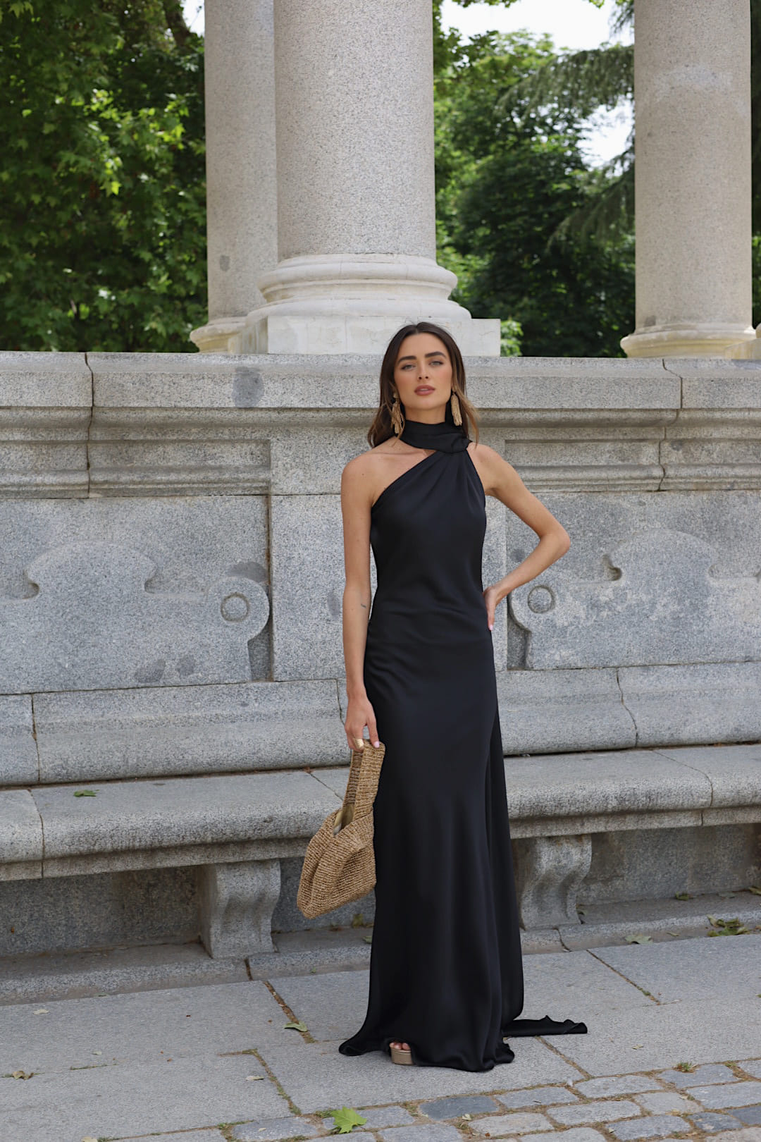 LONG BLACK DRESS WITH CAPE