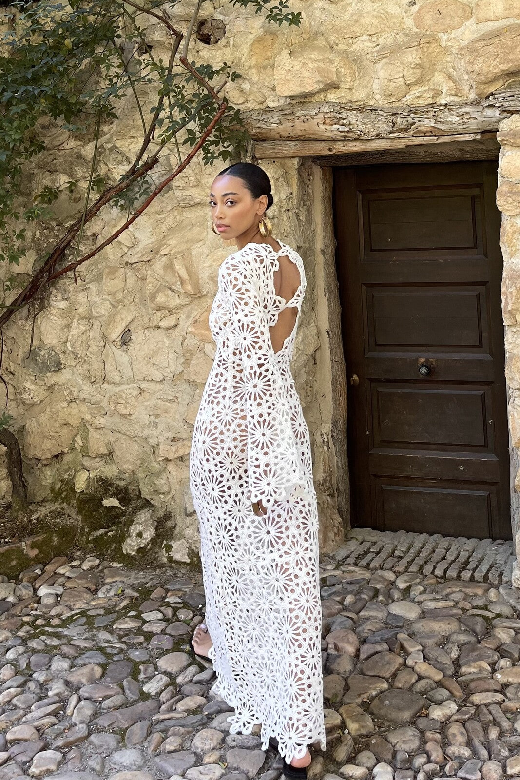 White Knit Long Dress