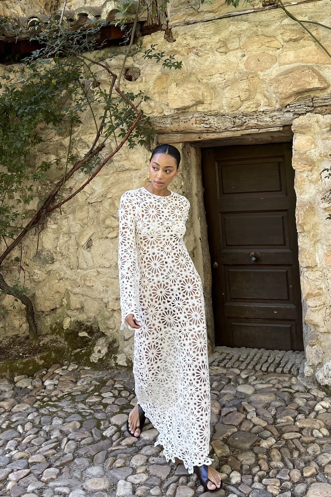 White Knit Long Dress