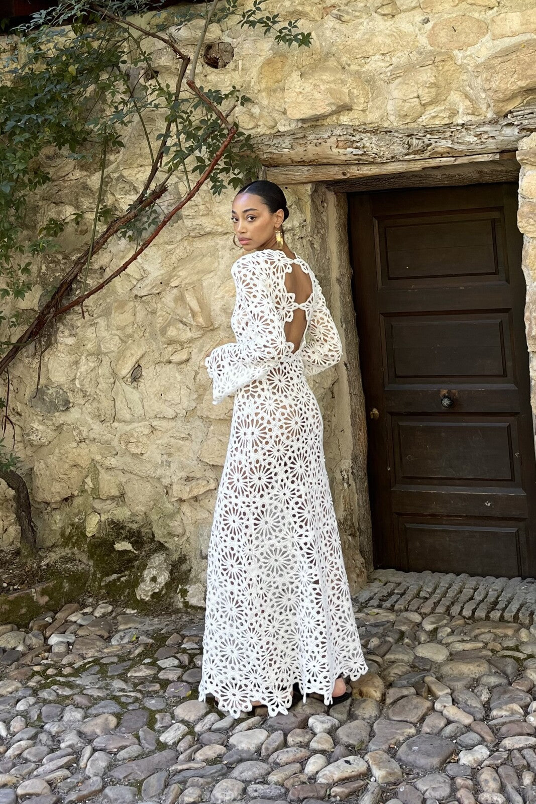 White Knit Long Dress