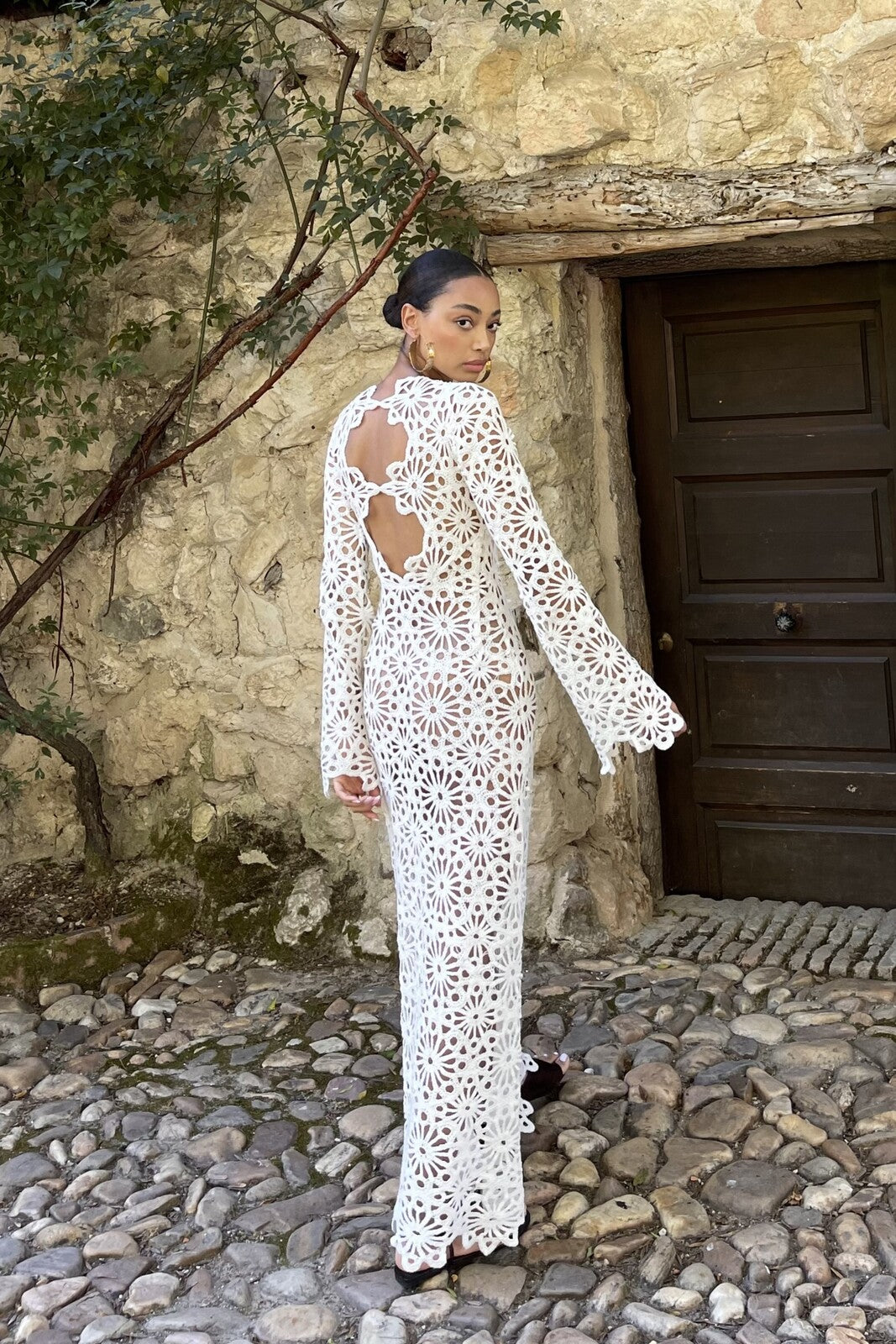 White Knit Long Dress