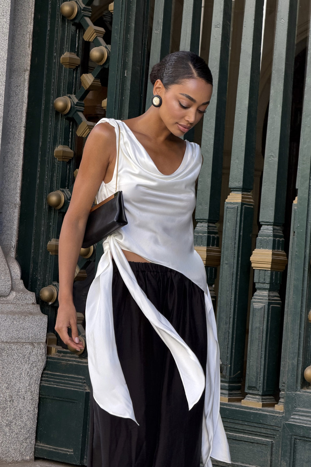 ASYMMETRIC DRAPED WHITE BLOUSE