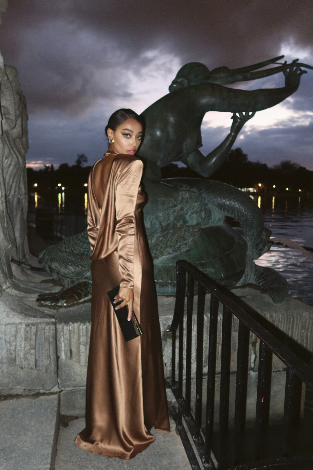 BROWN DRESS WITH A COLLAR
