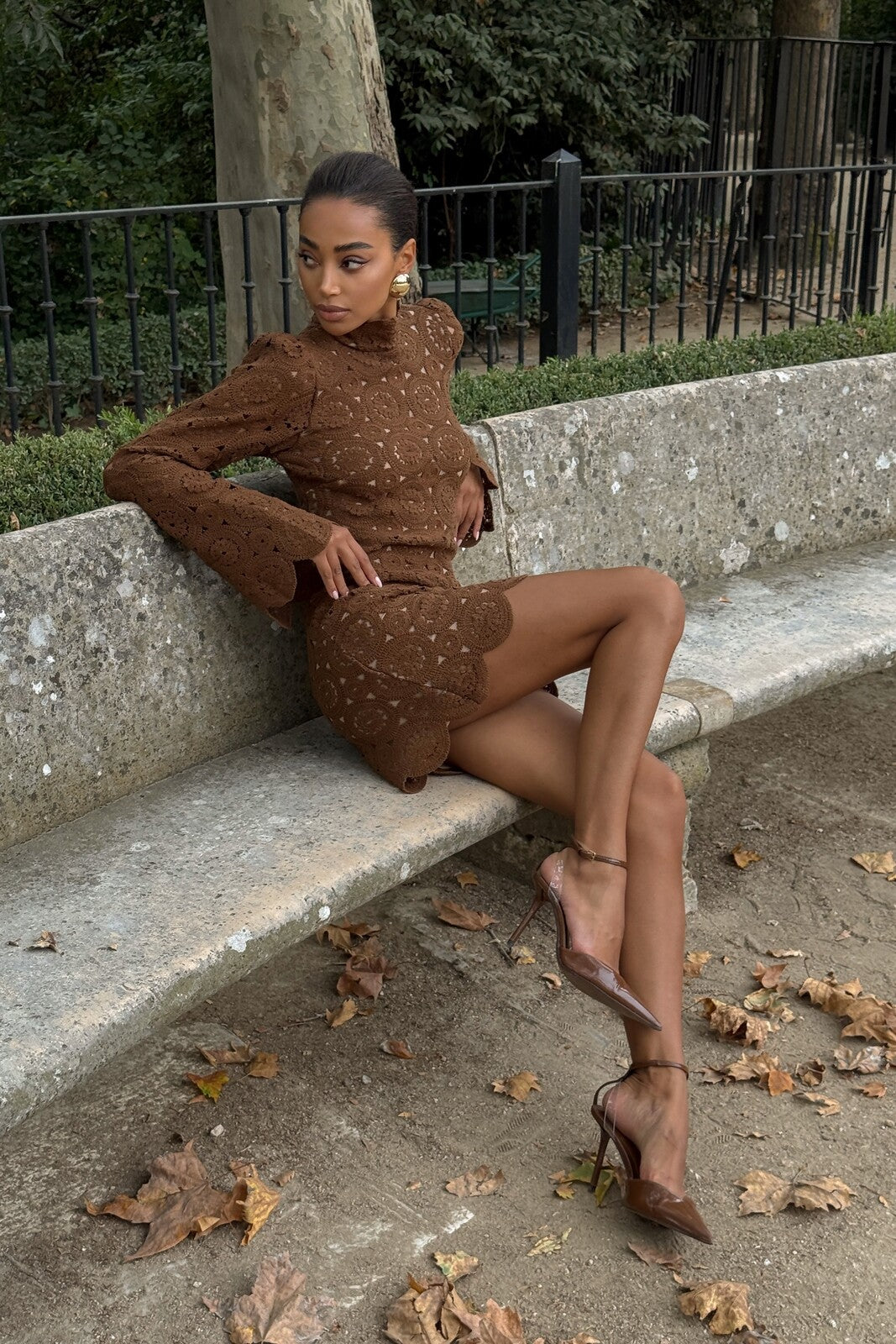 brown lace dress short One Shoulder Lace Up Corset Detail Mini Dress In Brown Lace | EGO US