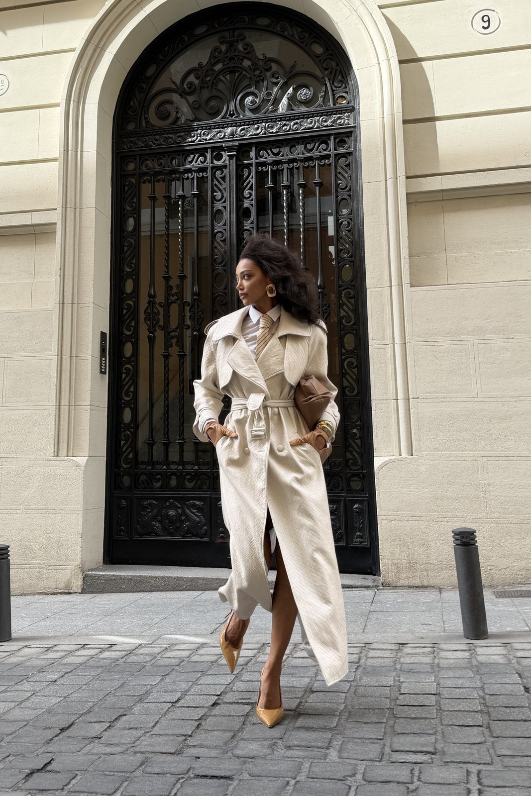 GABARDINE BEGE CLARA TEXTURIZADA
