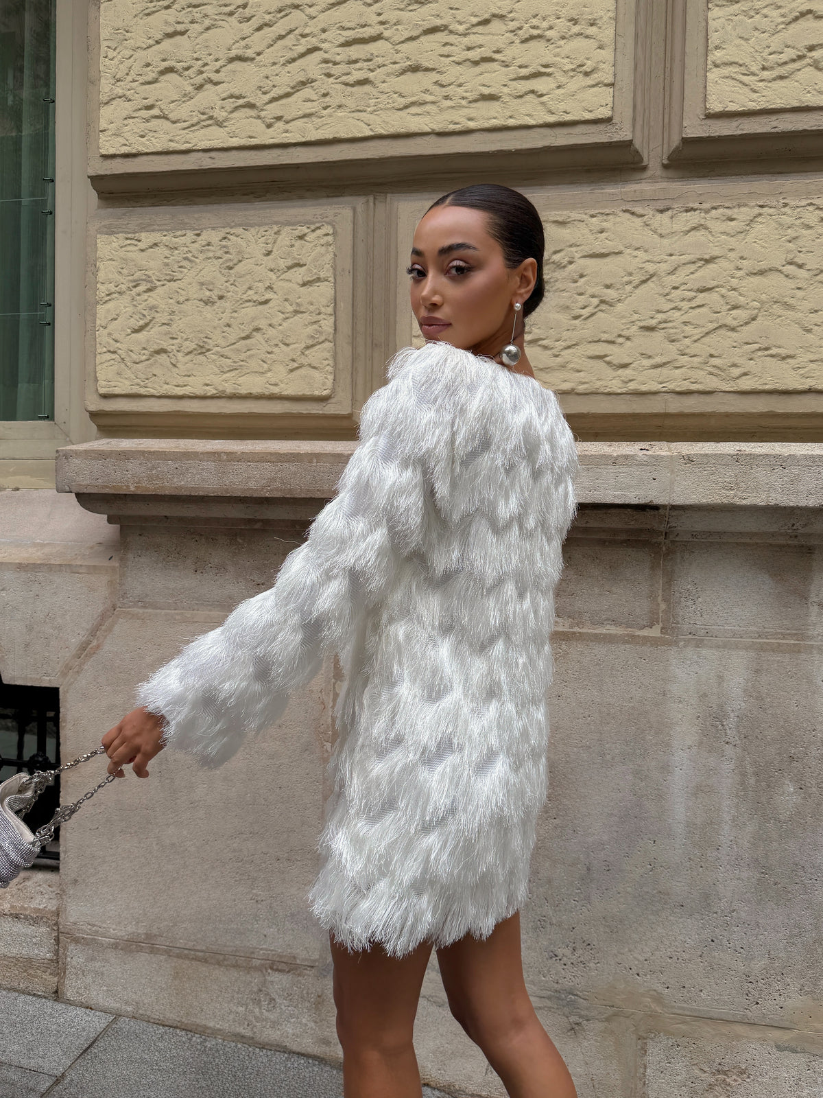 SHORT WHITE FRINGE DRESS