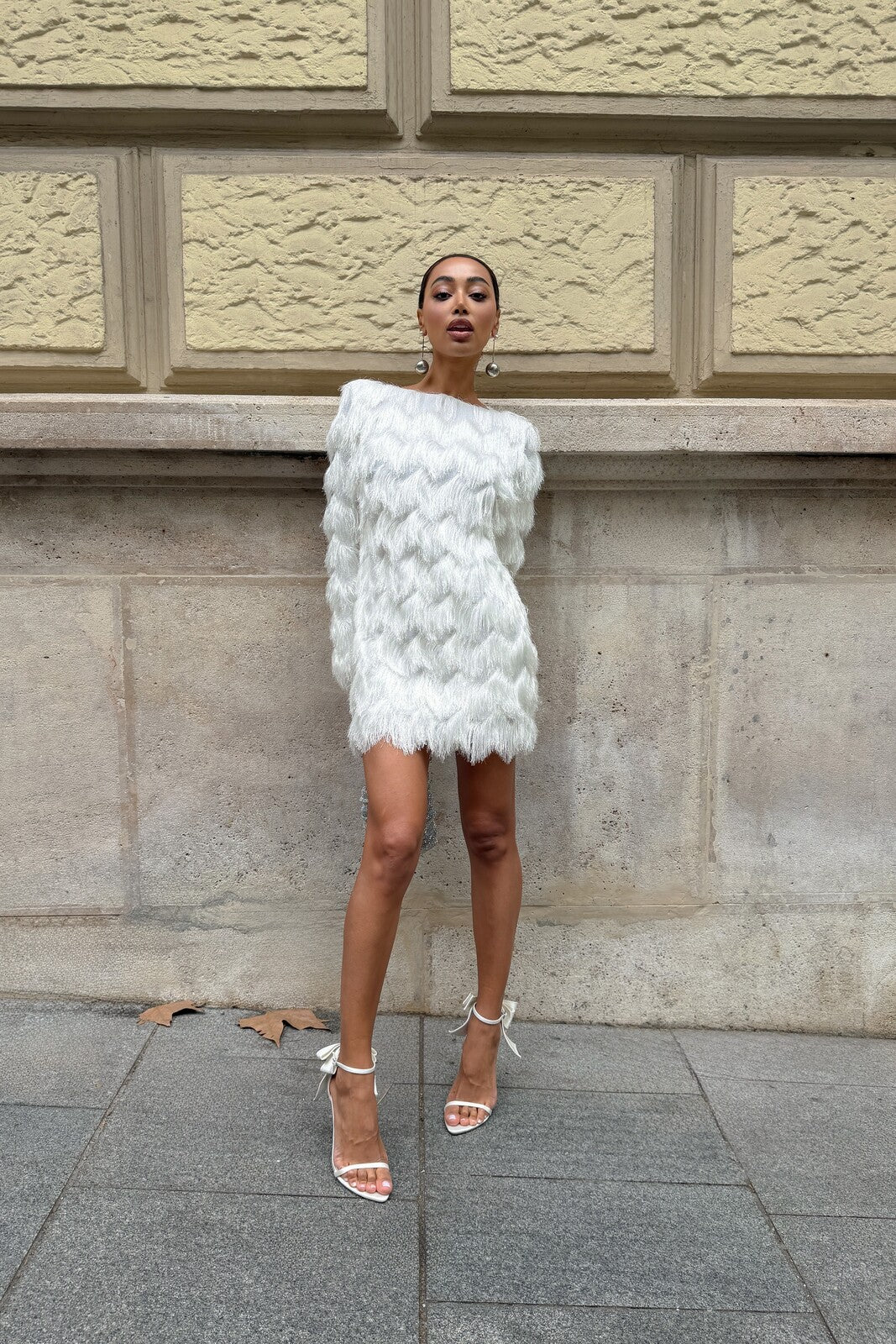 SHORT WHITE FRINGE DRESS - KAO SHORT WHITE FRINGE DRESS - KAO