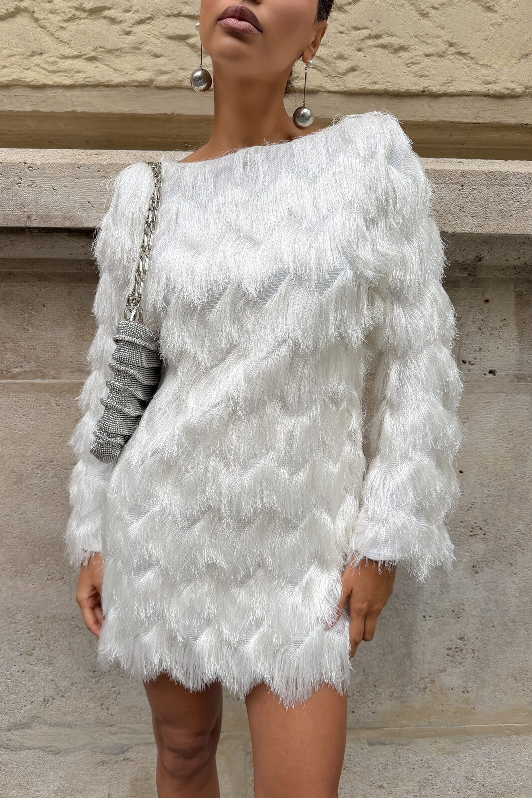 SHORT WHITE FRINGE DRESS