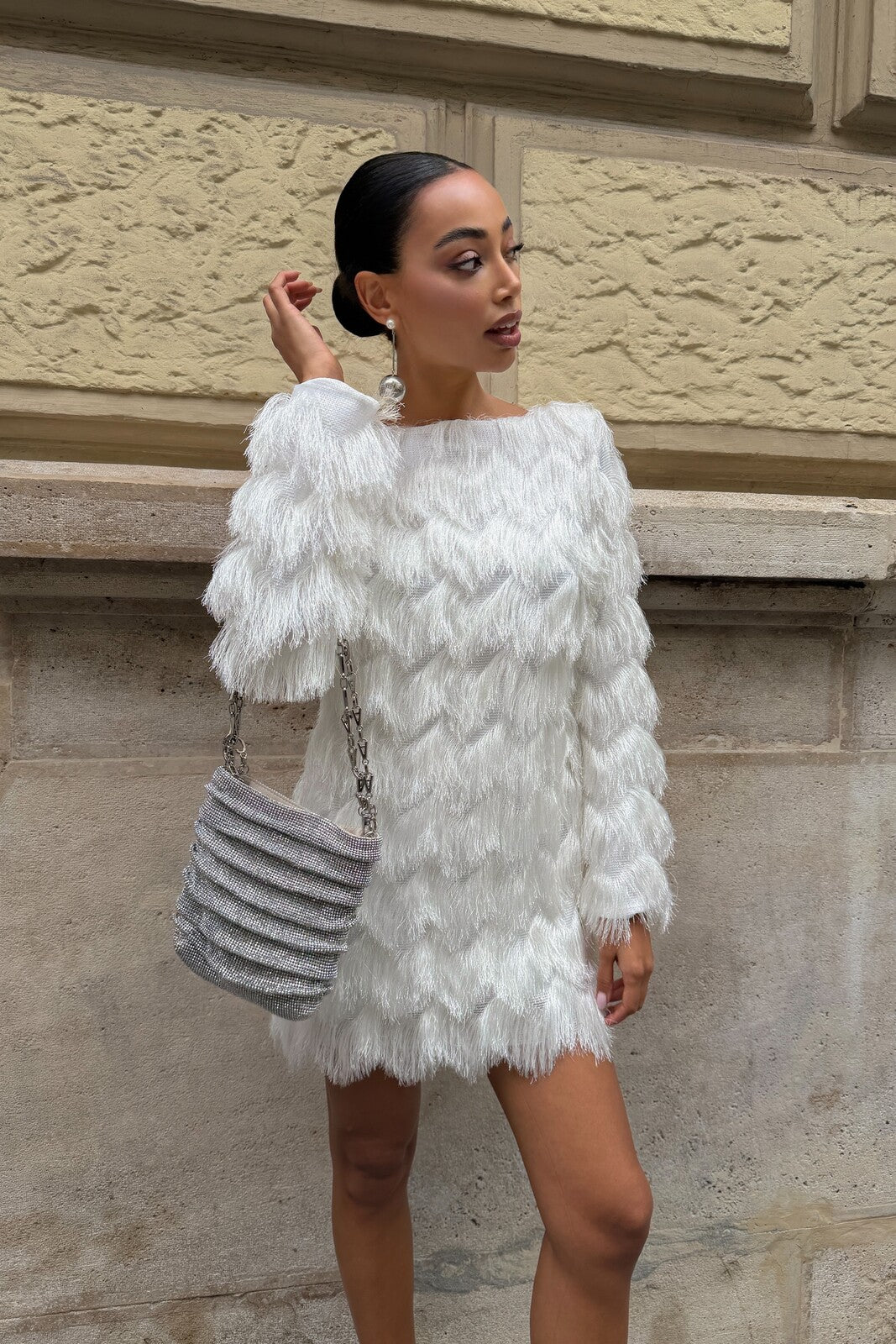 SHORT WHITE FRINGE DRESS