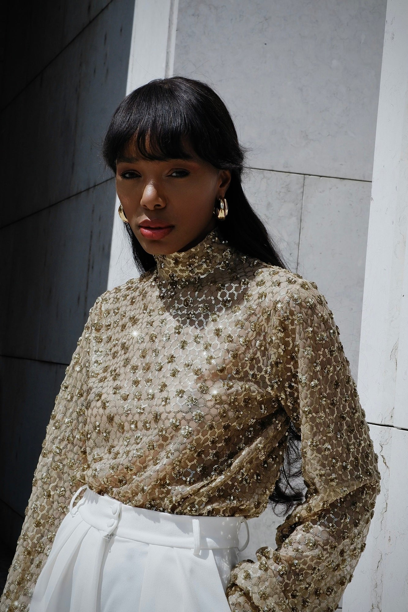 Gold deals sequin turtleneck