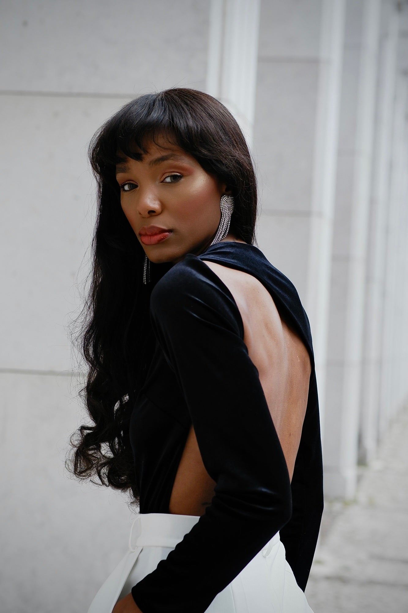 BLACK VELVET BACKLESS BODYSUIT - KAO BLACK VELVET BACKLESS BODYSUIT - KAO