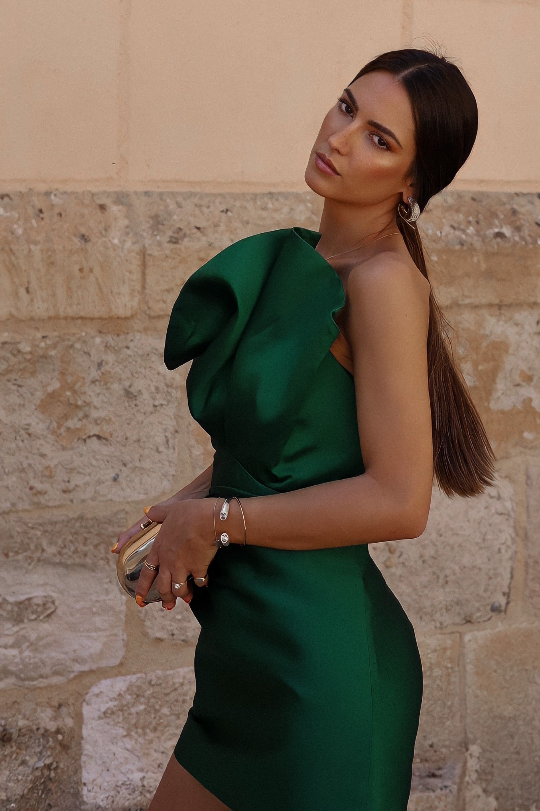 GREEN STRUCTURED SHORT DRESS - KAO GREEN STRUCTURED SHORT DRESS - KAO