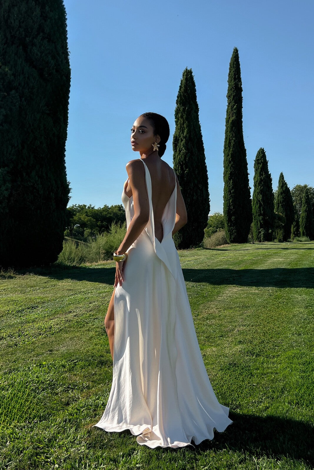 PEARL DRESS DEEP BACK NECKLINE