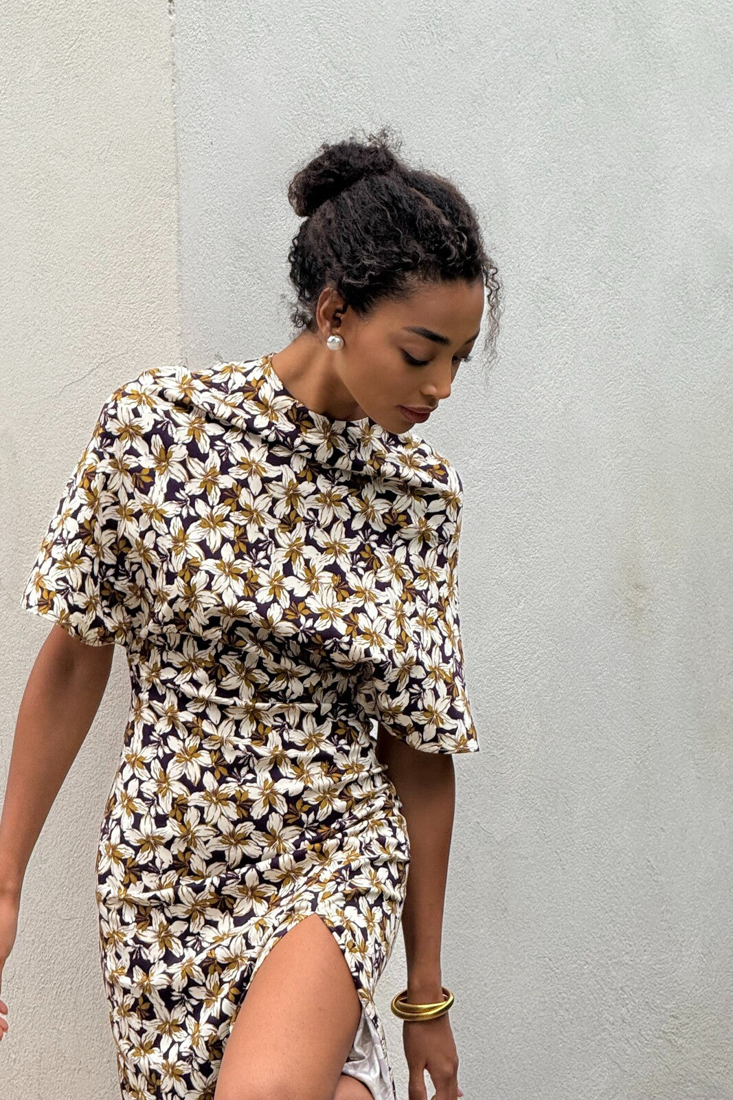 PURPLE FLORAL MIDI DRESS