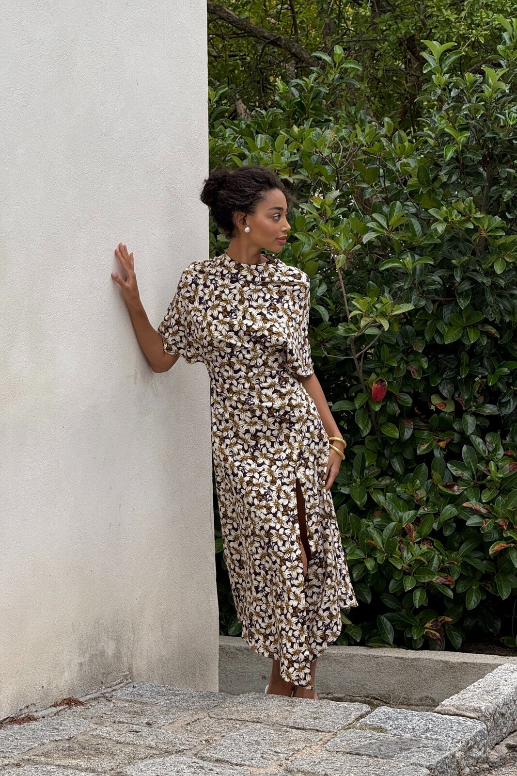 PURPLE FLORAL MIDI DRESS