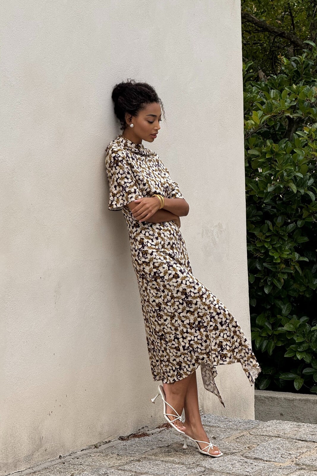 PURPLE FLORAL MIDI DRESS
