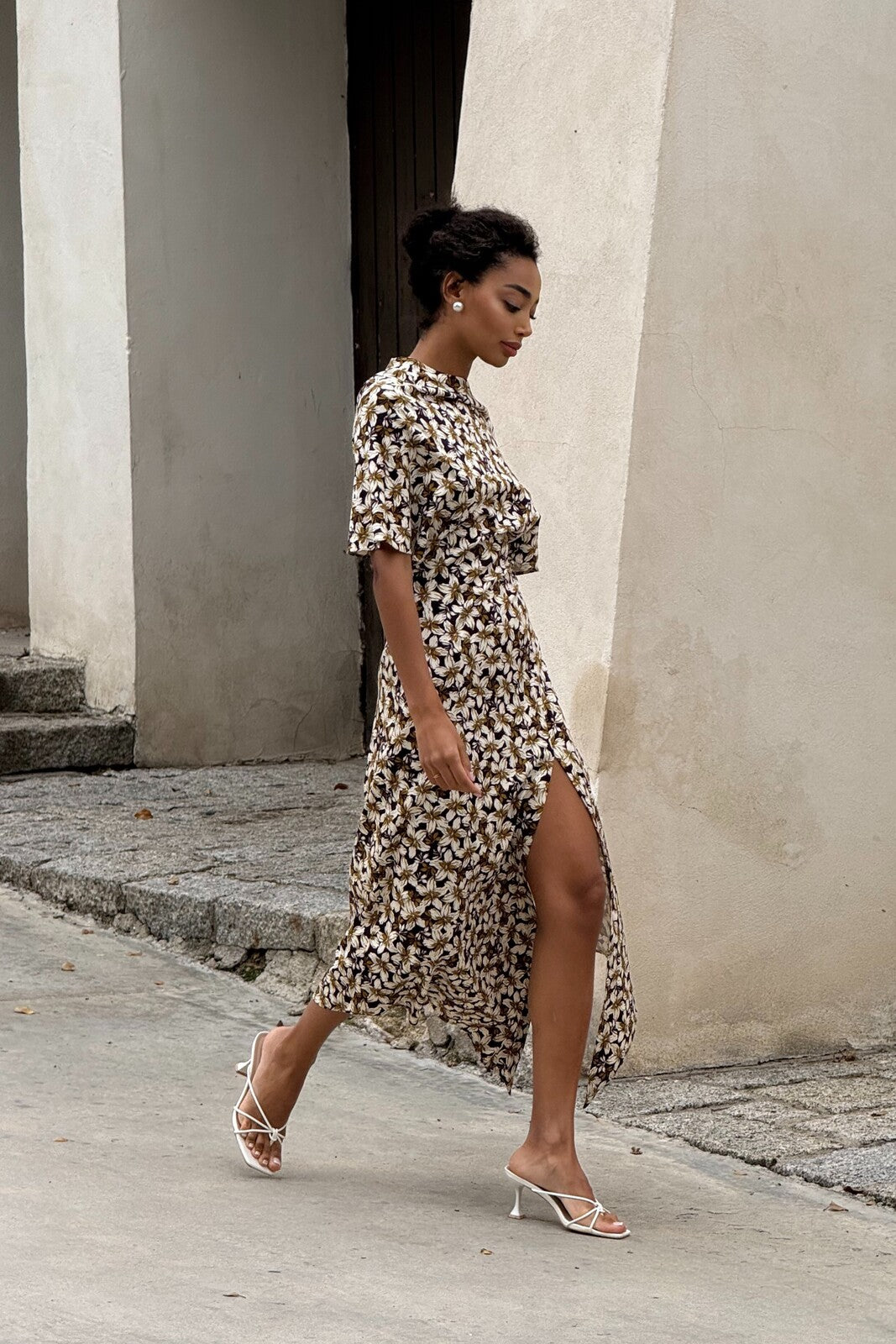 PURPLE FLORAL MIDI DRESS