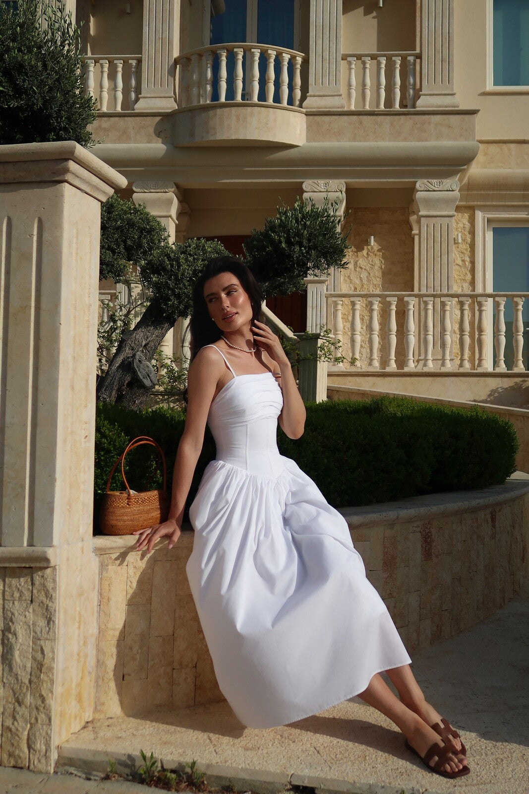 ROBE MIDI BLANCHE EN COTON